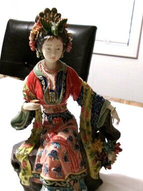 Vintage Chinese WUCAI Yang Guifei Lady 11" Princess Girl Statue Figurine